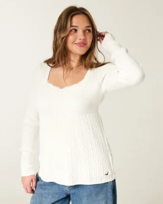 Babydoll de manga comprida e decote quadrado