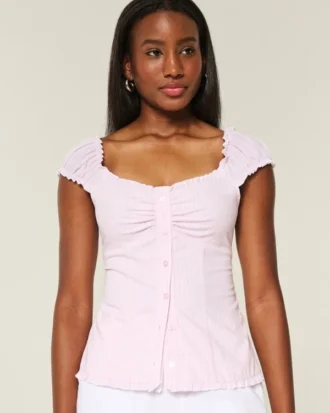 Blusa de popeline com ombros à mostra