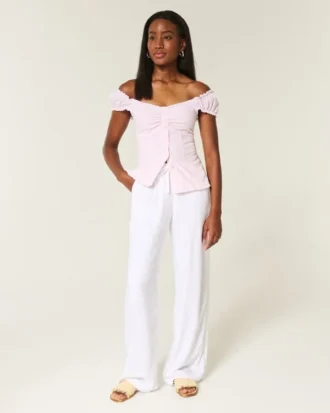 Blusa de popeline com ombros à mostra