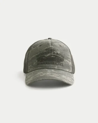 Boné trucker com estampa camuflada da Mac’s Muscles & Rods