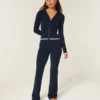 Calças bootcut com dobra em malha de camisola Gilly Hicks