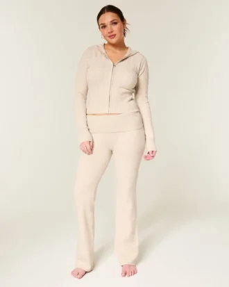 Calças bootcut com dobra em malha de camisola Gilly Hicks