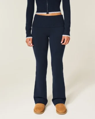 Calças bootcut com dobra em malha de camisola Gilly Hicks