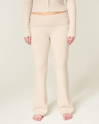 Calças bootcut com dobra em malha de camisola Gilly Hicks