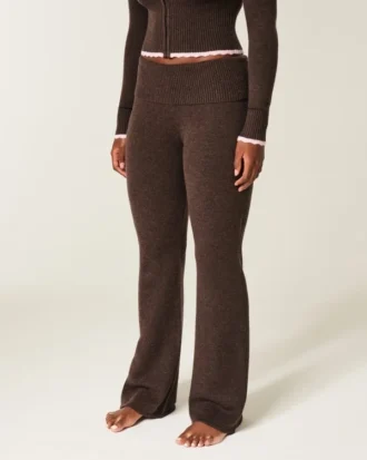 Calças bootcut com dobra em malha de camisola Gilly Hicks