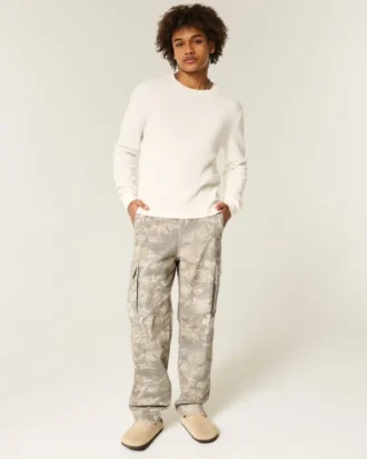 Calças cargo largas estilo skater camufladas