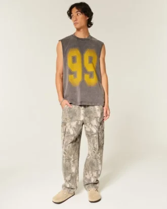 Calças cargo largas estilo skater camufladas