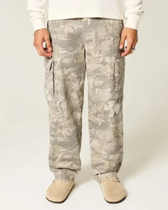 Calças cargo largas estilo skater camufladas