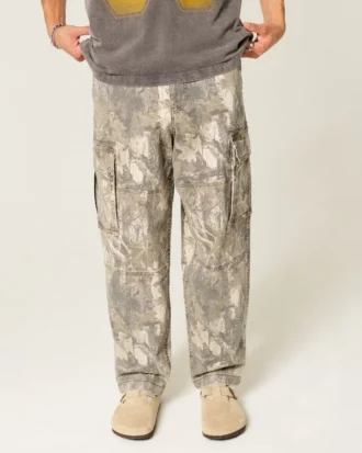 Calças cargo largas estilo skater camufladas