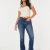 Calças de ganga boot curvy de cintura média e lavagem média