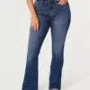 Calças de ganga boot curvy de cintura média e lavagem média