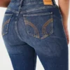 Calças de ganga boot curvy de cintura média e lavagem média