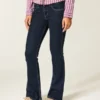 Calças de ganga bootcut de cintura baixa e lavagem escura