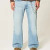 Calças de ganga bootcut relaxadas com lavagem clara