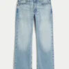 Calças de ganga bootcut relaxadas com lavagem clara