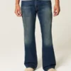 Calças de ganga bootcut relaxadas com lavagem escura