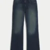 Calças de ganga bootcut relaxadas com lavagem escura