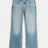 Calças de ganga bootcut relaxadas com lavagem média