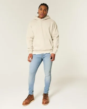 Calças de ganga justas desportivas com lavagem clara