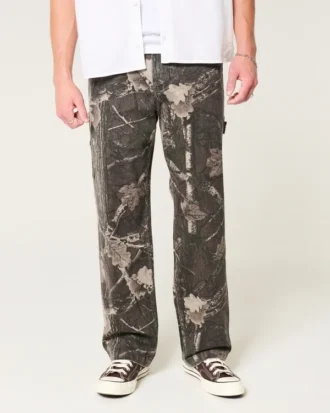 Calças de ganga largas camufladas