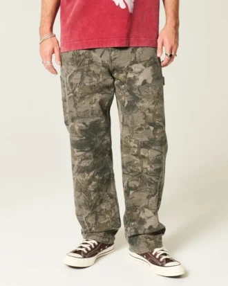 Calças de ganga largas camufladas