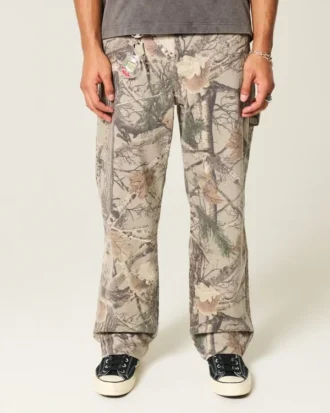 Calças de ganga largas camufladas