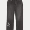 Calças de ganga largas com estampado Black Star lavadas