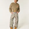 Calças de ganga super largas camufladas