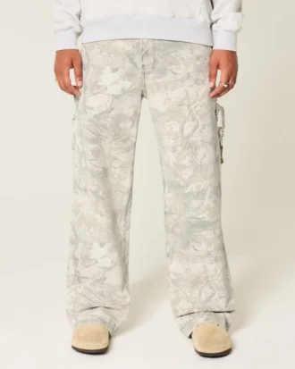 Calças de ganga super largas camufladas