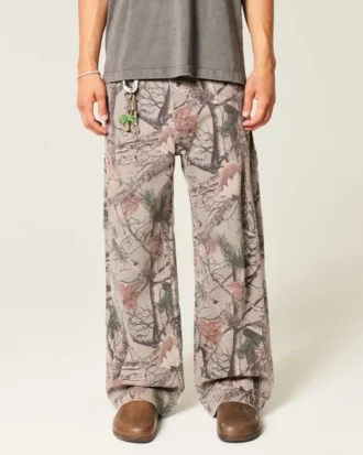 Calças de ganga super largas camufladas