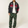 Calças de pijama de flanela com estampado gráfico