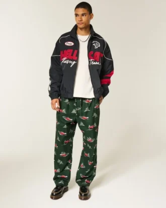 Calças de pijama de flanela com estampado gráfico