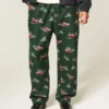 Calças de pijama de flanela com estampado gráfico