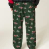 Calças de pijama de flanela com estampado gráfico