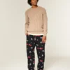 Calças de pijama de flanela com estampado Tom e Jerry