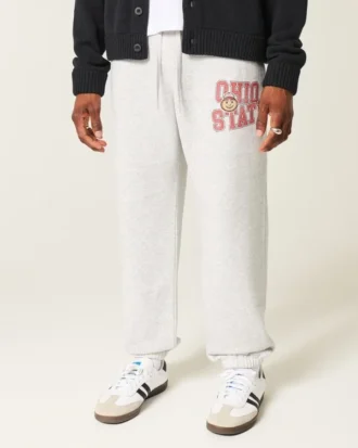 Calças de treino largas com cordão e estampado gráfico da Ohio State University Buckeyes