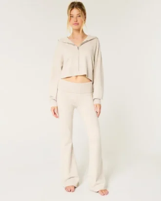 Calças largas com cintura dobrável em malha de camisola Gilly Hicks