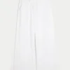 Calças largas de algodão seersucker