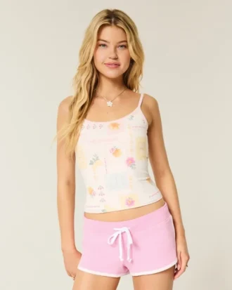 Calções curtos de malha com estampado surf