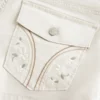 Calções curtos de popeline com bolso traseiro floral e cintura baixa