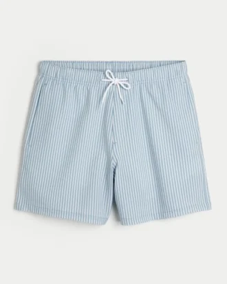 Calções de banho de seersucker até meio da coxa