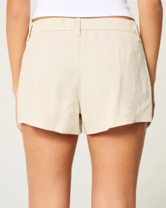 Calções de cintura baixa em mistura de linho Hollister Livvy 3″