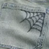 Calções de ganga super largos com bordado de aranha