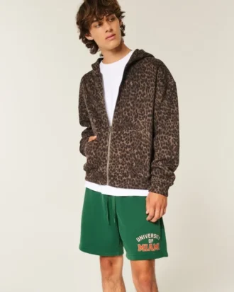 Calções de malha com estampado da Universidade de Miami Hurricanes