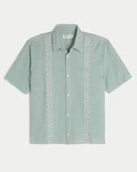 Camisa bordada de manga curta e corte quadrado