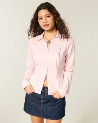 Camisa com botões e inserção de renda