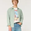 Camisa com botões em mistura de linho