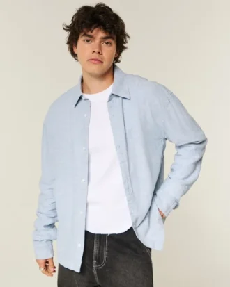 Camisa com botões em mistura de linho