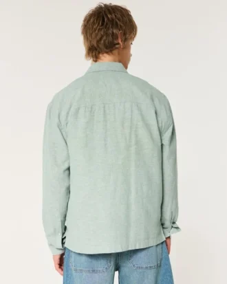 Camisa com botões em mistura de linho