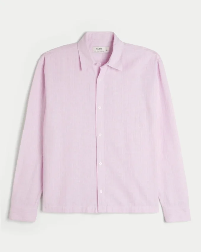 Camisa com botões em mistura de linho